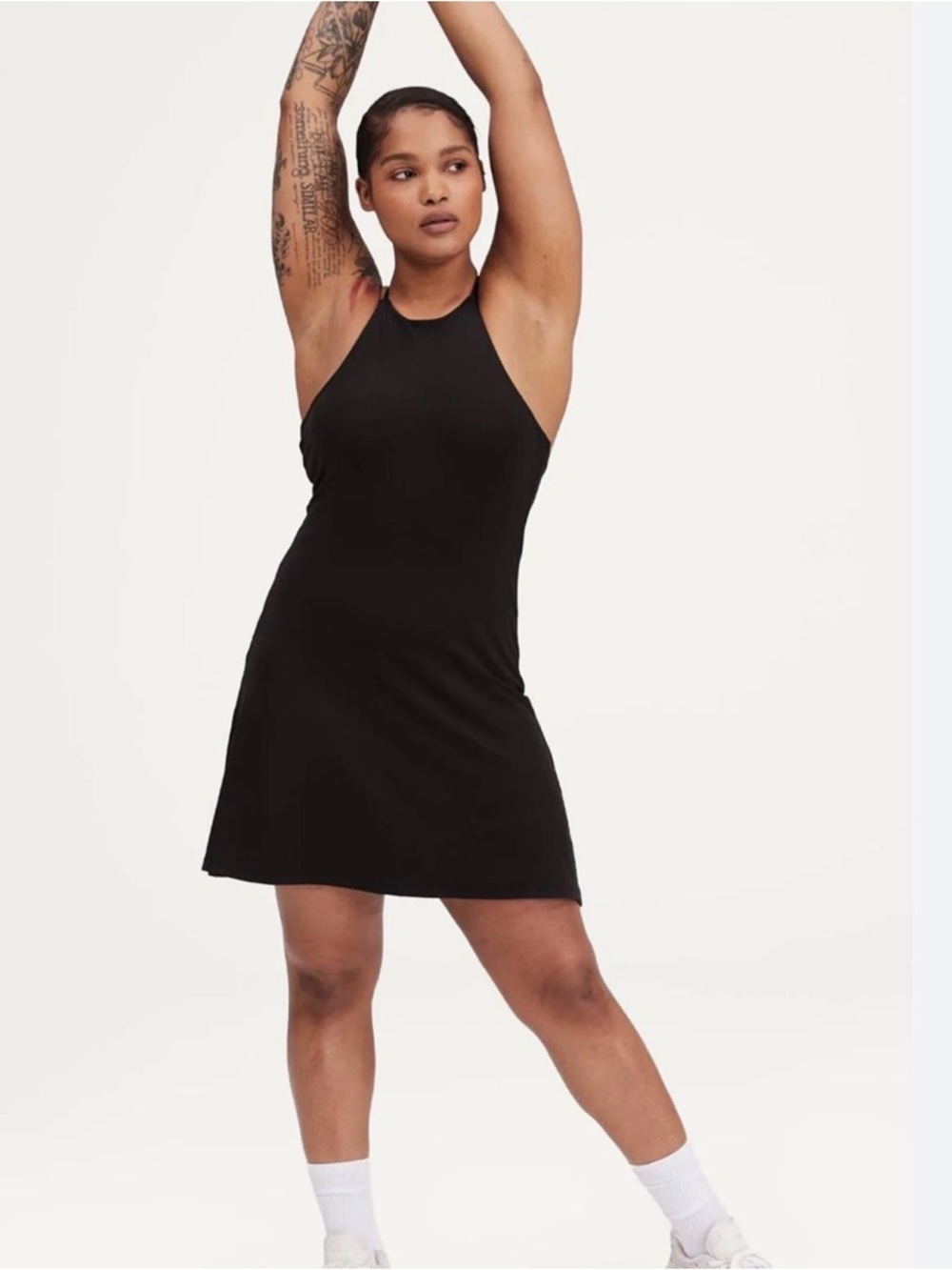 girlfriend collective Black Halter-Neck Mini Exercise Dress